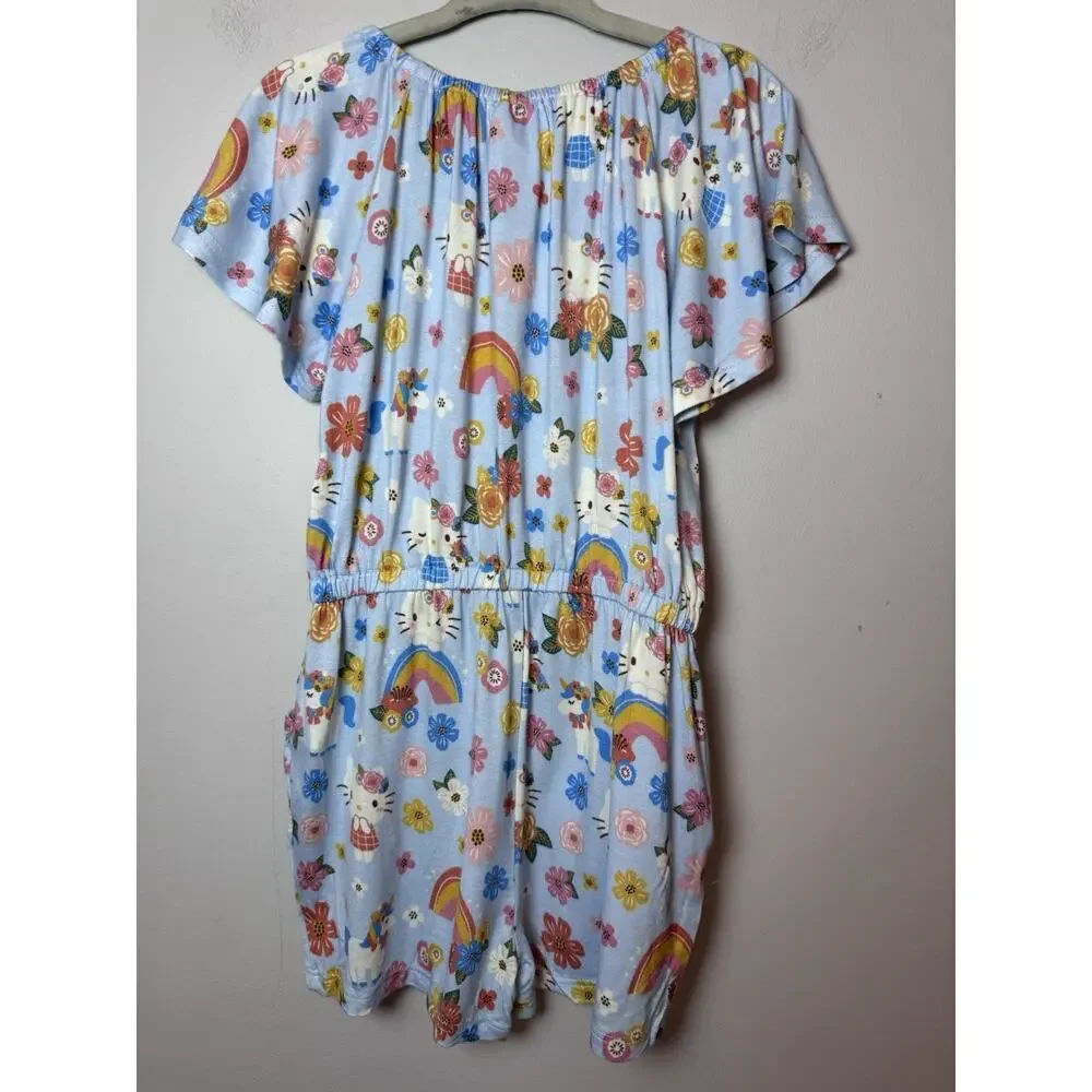 Posh Peanut Hello Kitty Springtime Girls Blue Summertime Shorts Romper 3T/4T NWT